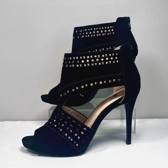 Jennifer Lopez Sweet Gum Black Open Peep-toed Stilletto High Heel Shoes Size 10 - Picture 3 of 10